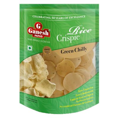 Ganesh Papad Rice Crispie Green Chilli Hari Mirch Rice Papad 150 g