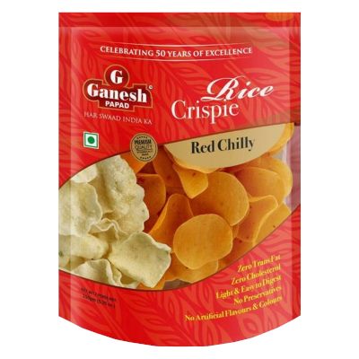 Ganesh Papad Rice Crispie Red Chilli Lal Mirch Rice Papad 150 g